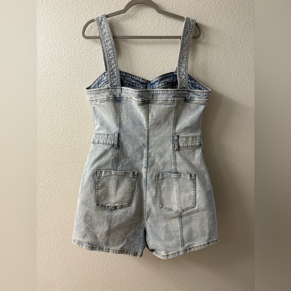 Free People CRVY Lady of the Hour Denim Fitted Romper size 35 - Picture 4 of 5